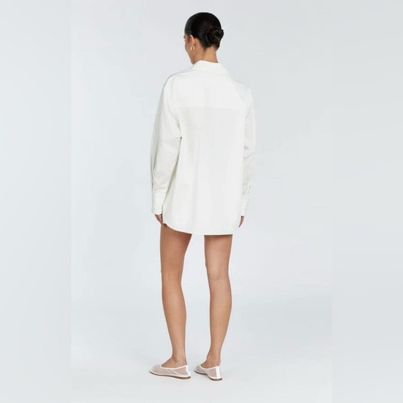 DISSH Shae White Crisp Cotton Oversized Boyfriend Button-Up Blouse Shirt Top - Picture 2 of 10